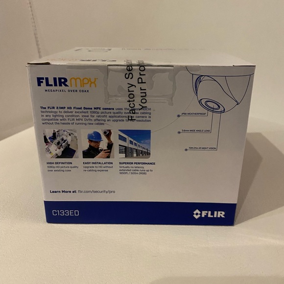 FLIR MPX Outdoor Camera C133ED 2.1MP 1080P HD Fixed Dome 3.6mm F2.0 Lens - Picture 2 of 6